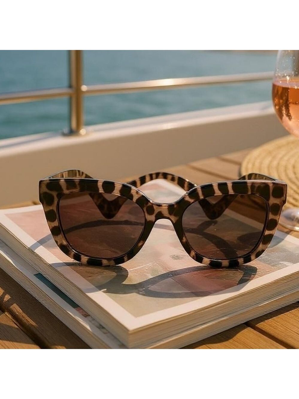Leopard Print Sunglasses with Gold Lenses